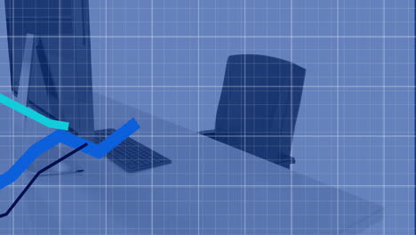 animación del procesamiento de datos estadísticos a través de la red de red contra el escritorio