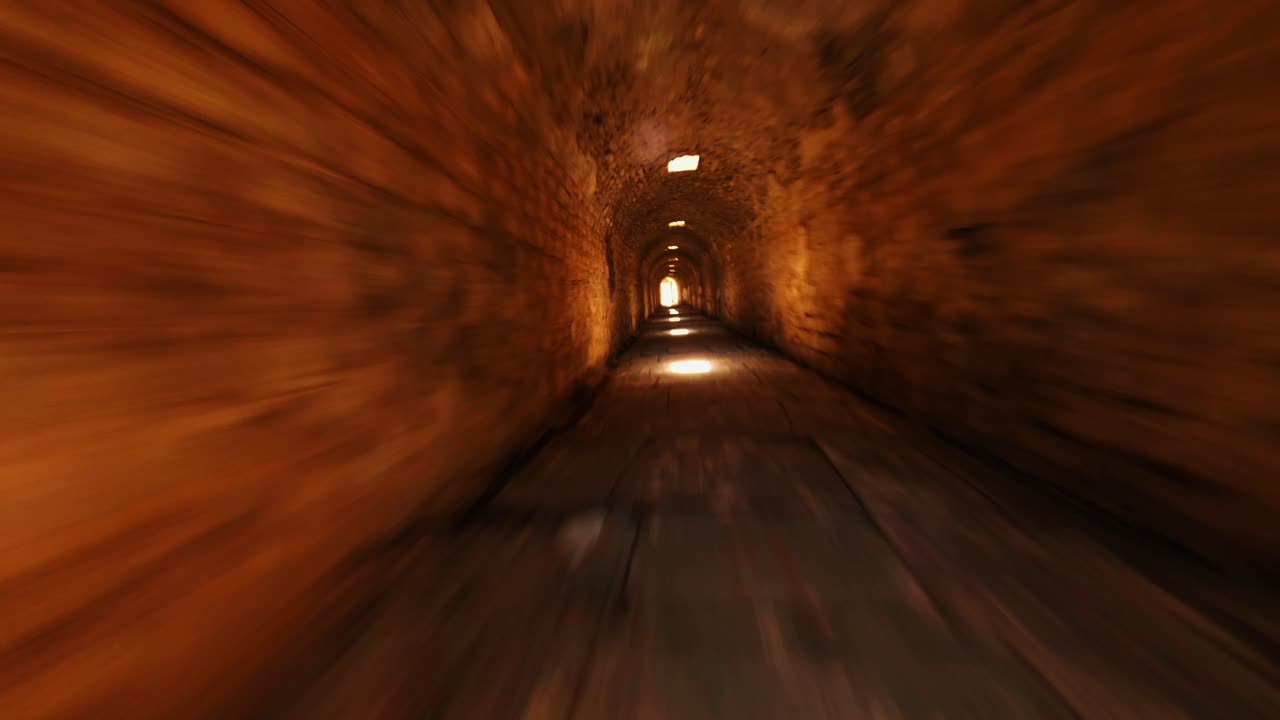 vuelo de velocidad en un antiguo pasaje subterráneo