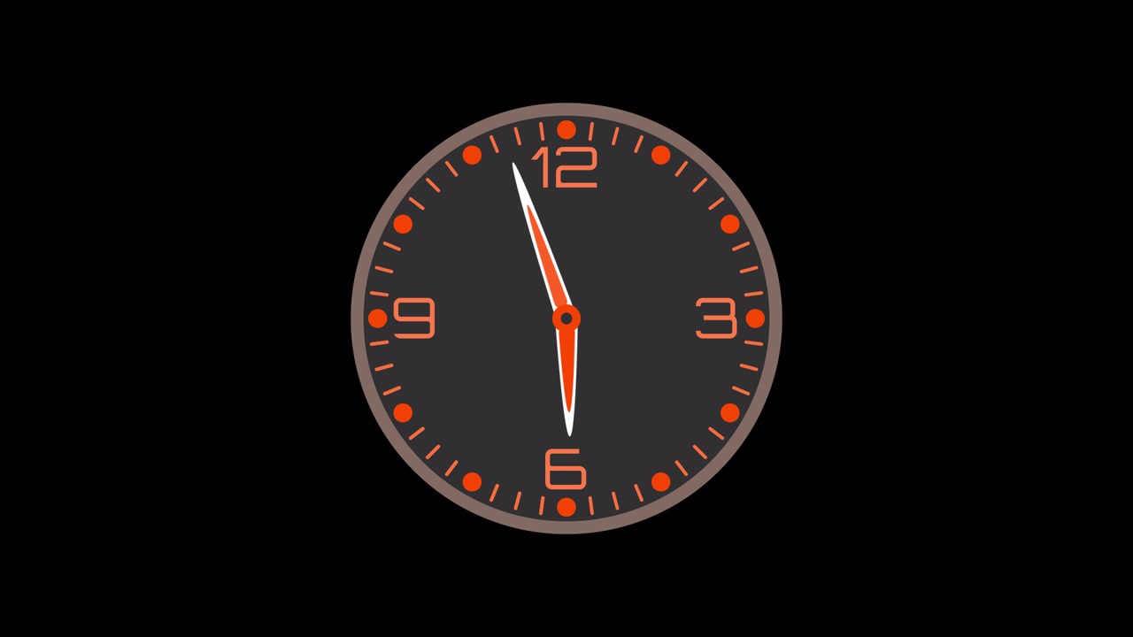 Animated Clock Face Spinning Rapidly on Black Background
