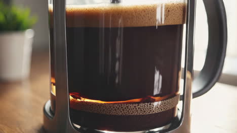 freshly brewed coffee in a french press