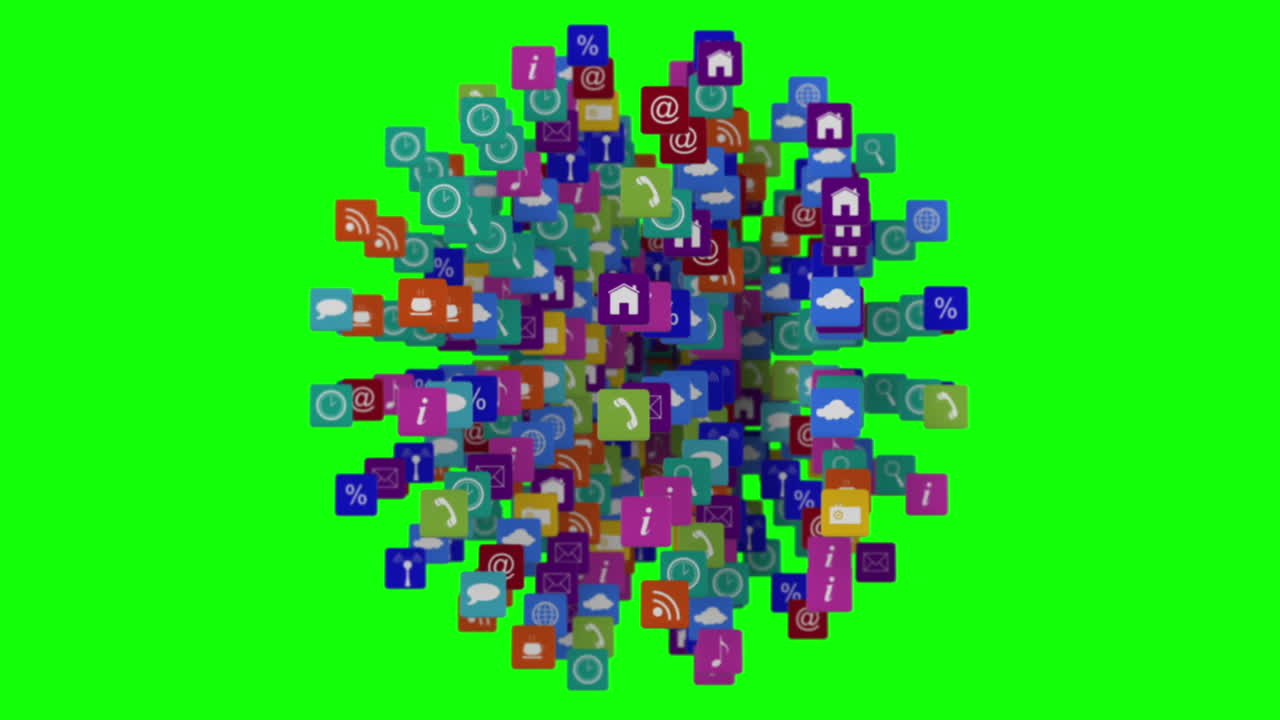 вращающийся шар с иконами приложений