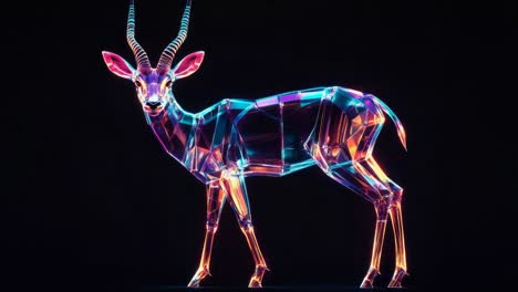 abstract neon geometric gazelle sculpture