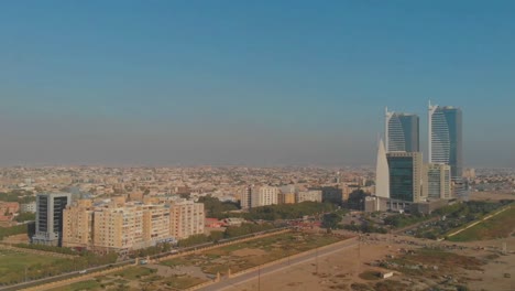 aerial view of marine promenade and beach view park in karachi pakistan. tracking shot