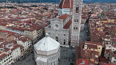 florence cathedral and baptistery, historic architecture and cityscape , aerial view