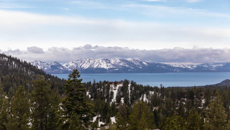 panorama of lake tahoe, freshwater lake in the sierra nevada mountains of the united states