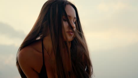 beautiful woman at sunset