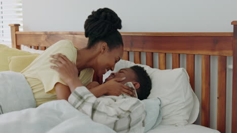 African-couple,-kiss-in-bed