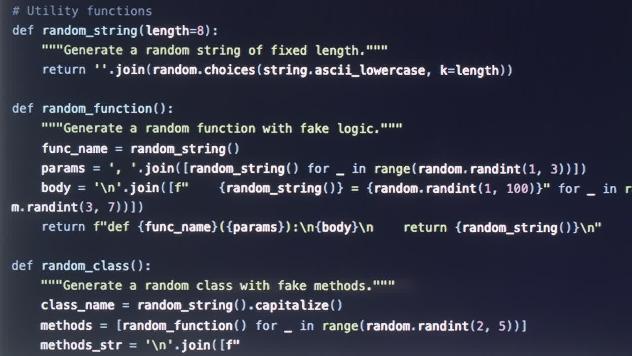 Python Code Snippets Demonstrating Utility Functions and Random Data Generation