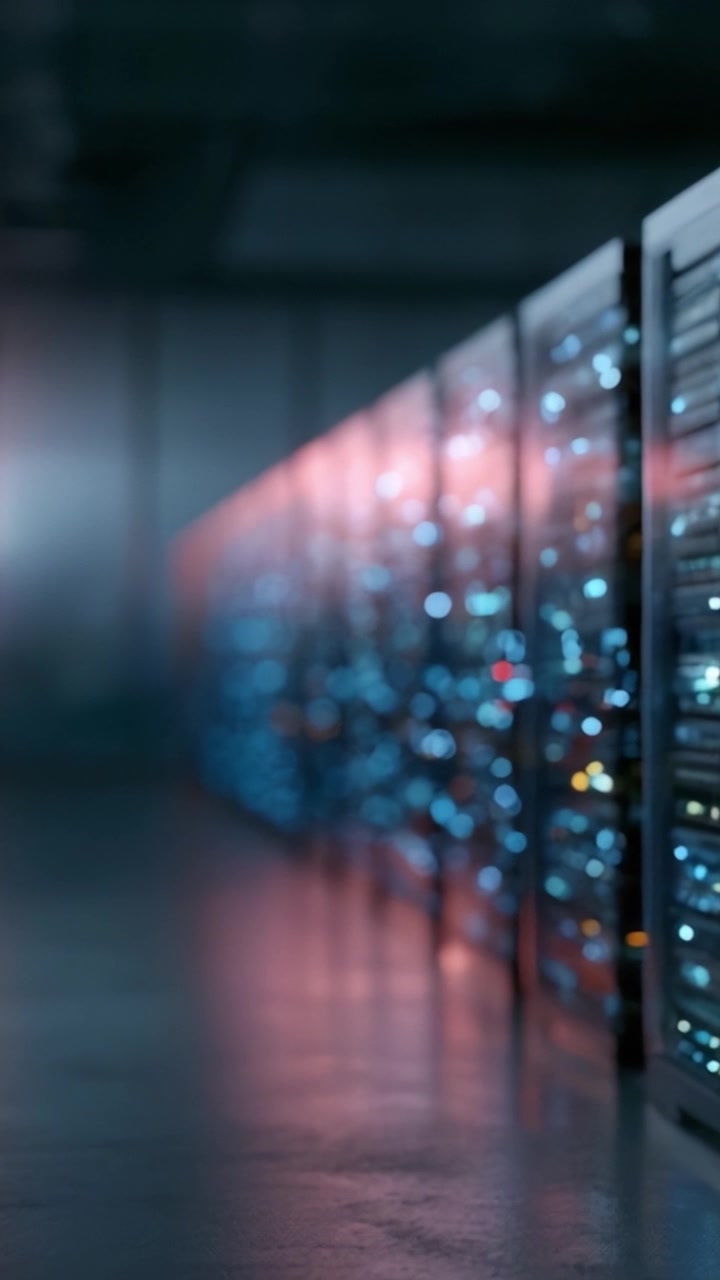 Uno sguardo al moderno data center: Server illuminati che mostrano tecnologia avanzata e soluzioni informatiche innovative per un futuro digitale