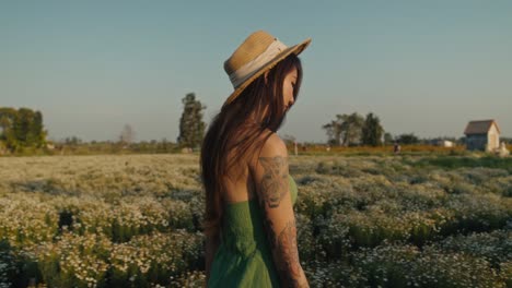 woman in a flower field