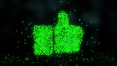 efecto de partículas de pulgares verdes brillantes hacia arriba