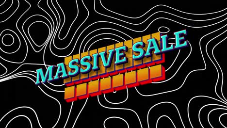 Animation-of-massive-sale-over-black-background-with-isohypses