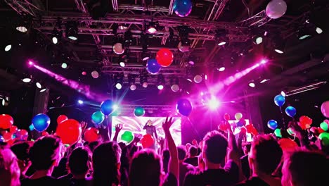 concert crowd with balloons