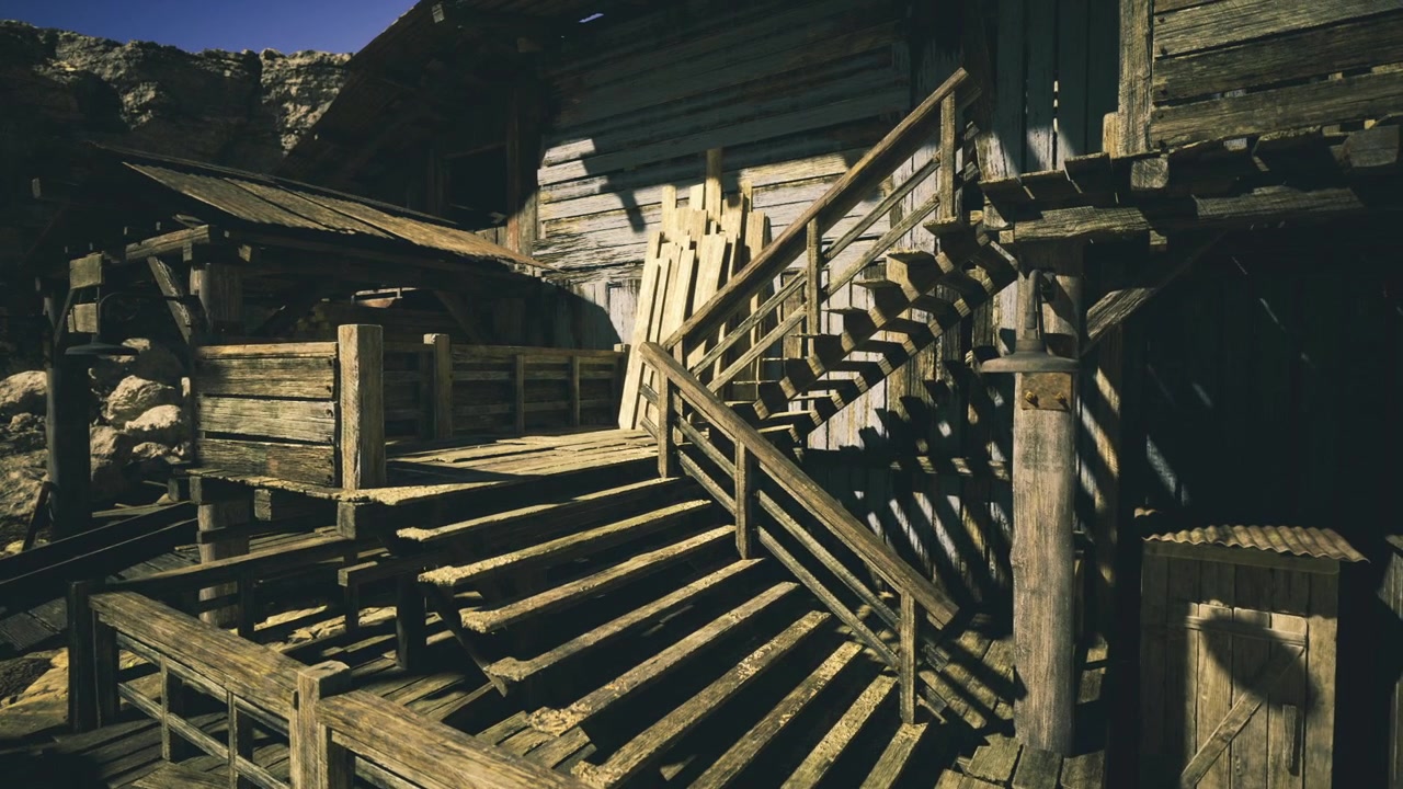 Balcone della Namibia segnato dal tempo che mostra intricati giochi di luce e ombra.