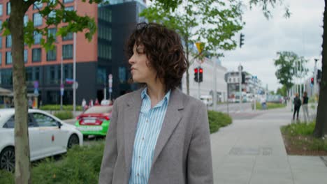 woman walking in the city