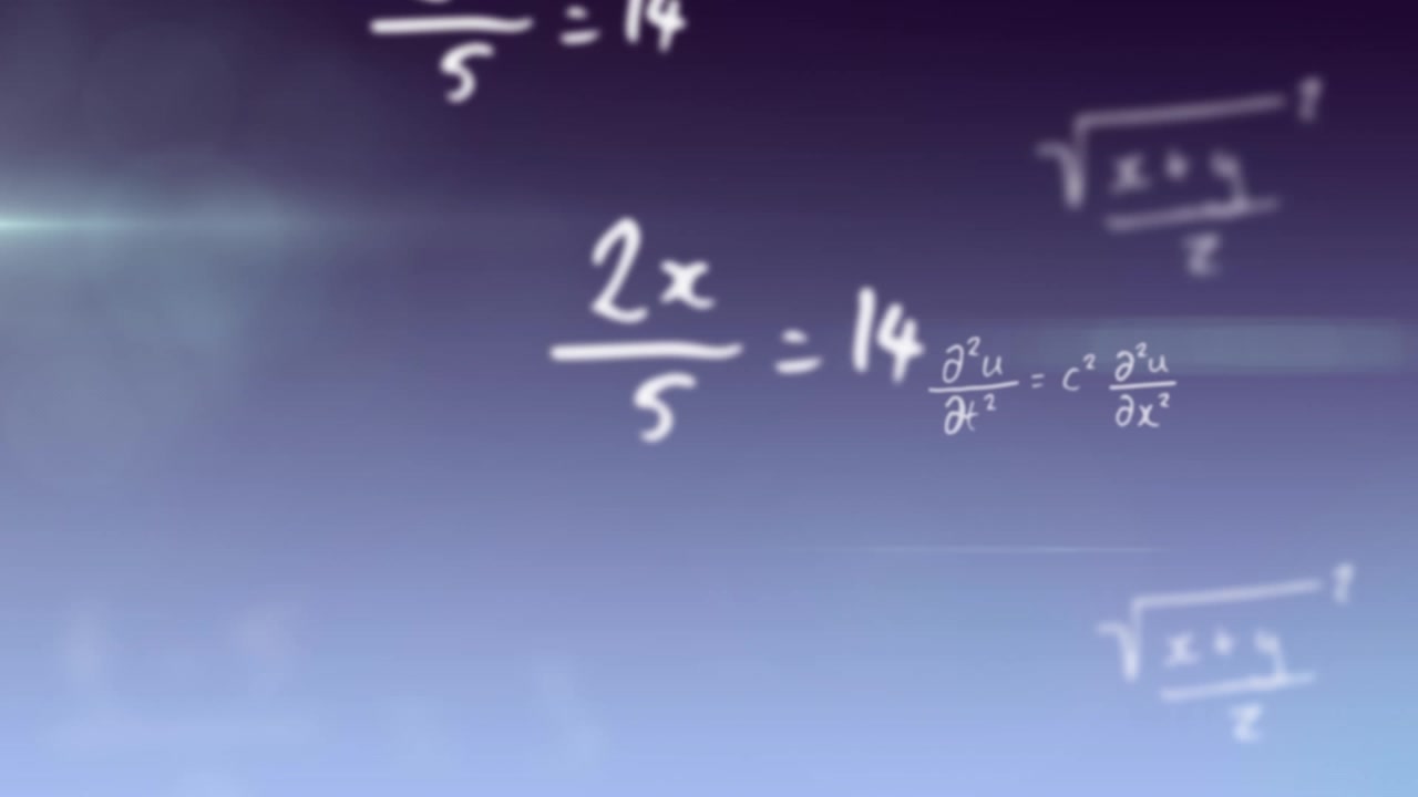 Animazione di equazioni matematiche su sfondo blu