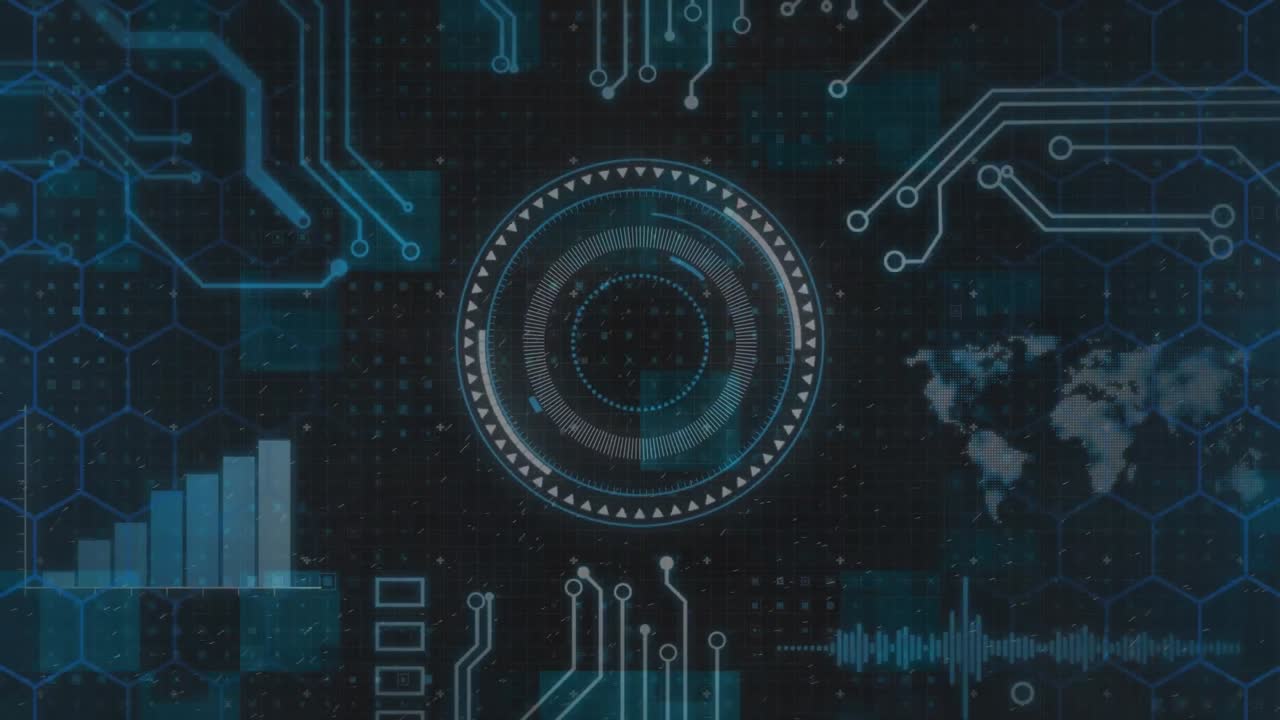 Animation of data processing and network of connections