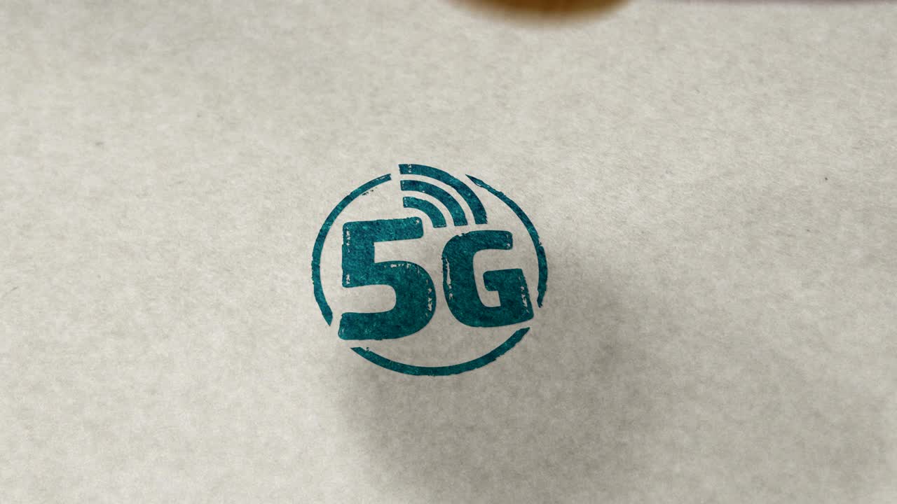 5G network stamp and stamping loop animation
