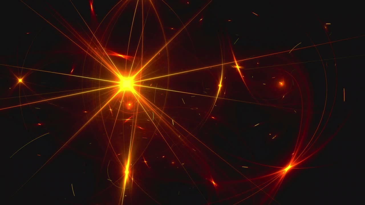 Abstract Glowing Orange and Yellow Light Particles on Dark Background