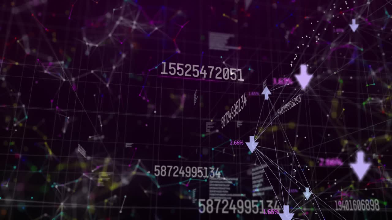 검은색 배경에 연결 네트워크의 애니메이션