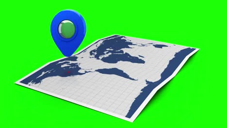 blue pointer on a world map