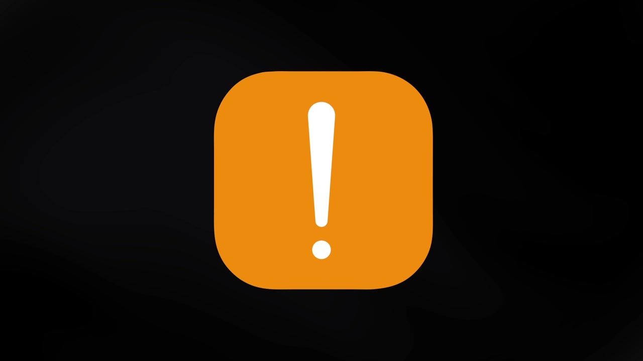Animated Exclamation Mark Icon Appearing on Orange Square