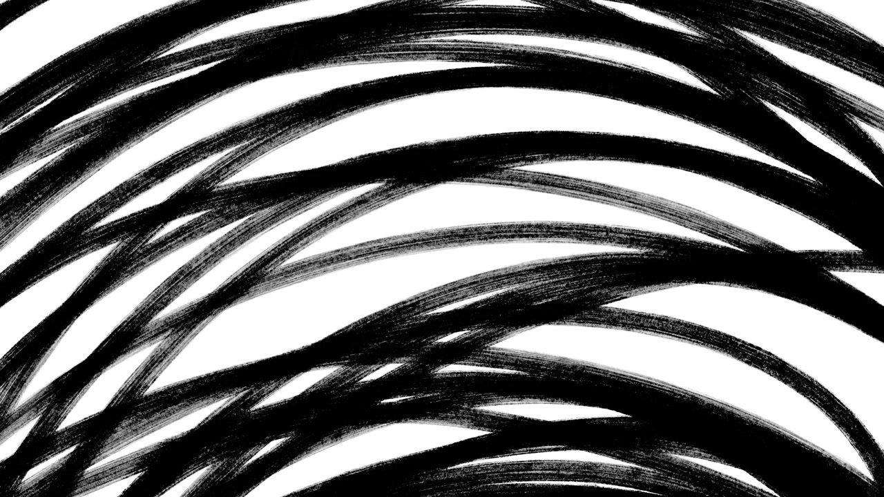 Abstract Pennellate a inchiostro nero su sfondo bianco