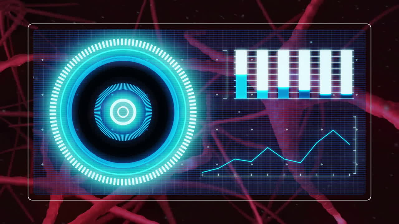 animación de escaneo de alcance y diagramas sobre las neuronas