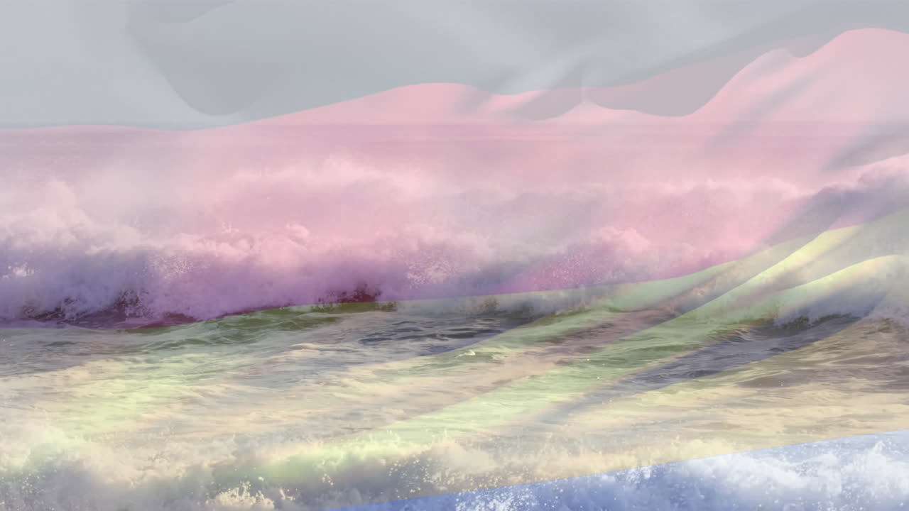 바다의 파도에 맞서 독일  ⁇ 발을 흔드는 디지털 구성