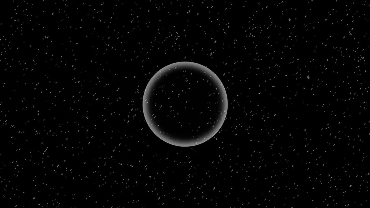 animación de nieve cayendo sobre un globo giratorio sobre un fondo negro