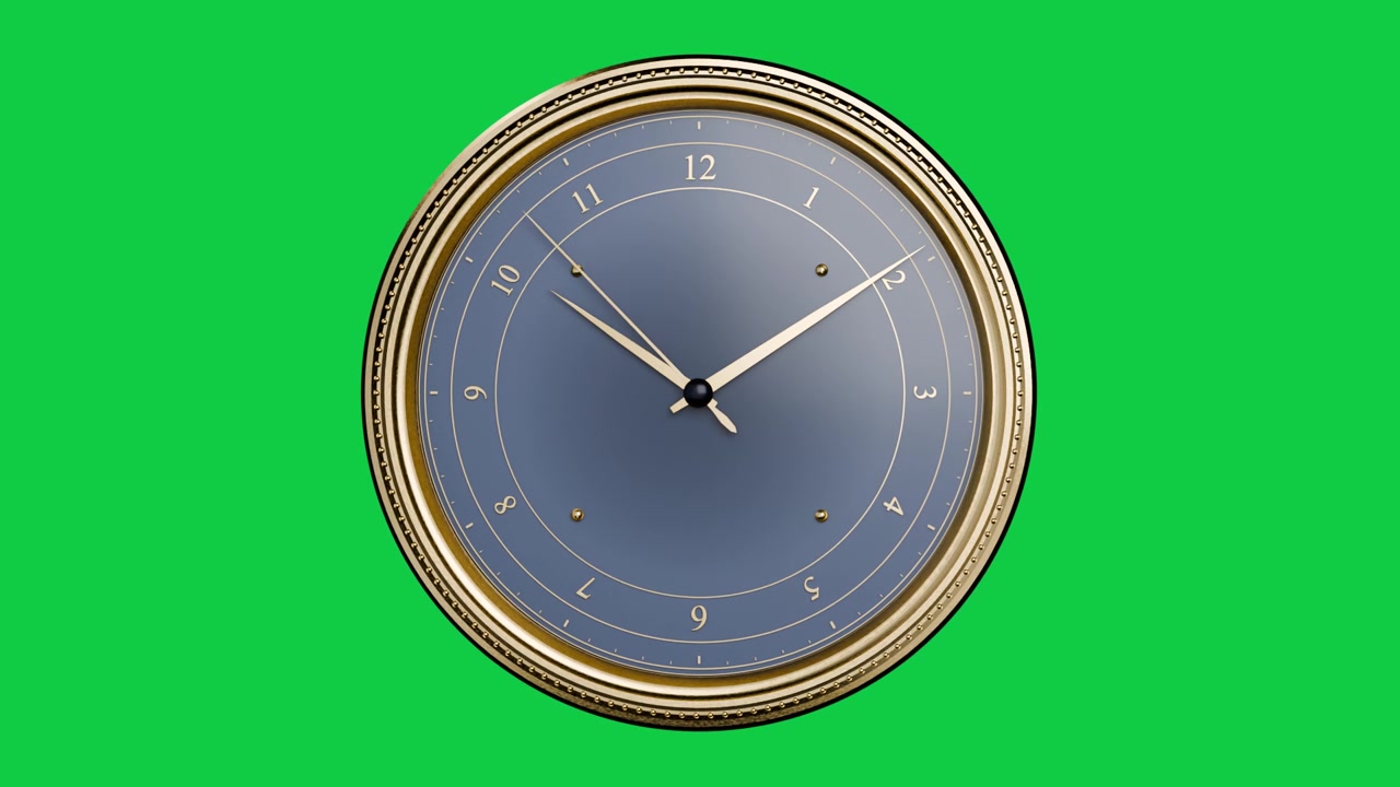 Spostamento della luce che avvia lo zoom, orologio che zooma rivelando il quadrante su sfondo trasparente mentre le lancette scorrono.