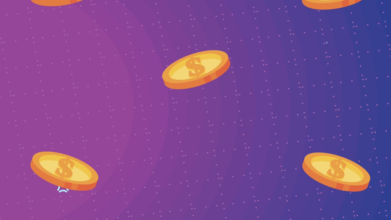 monedas dólares dinero patrón animación