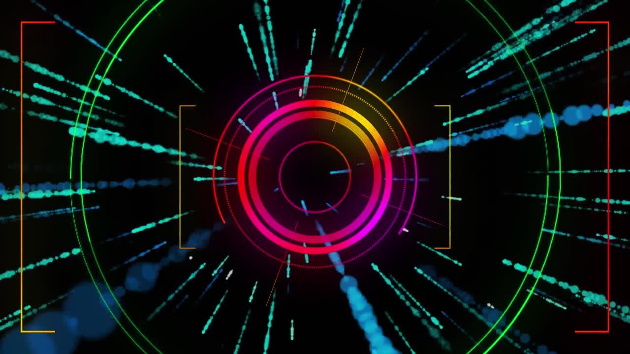 animación del procesamiento de datos y el escaneo del alcance sobre un fondo negro