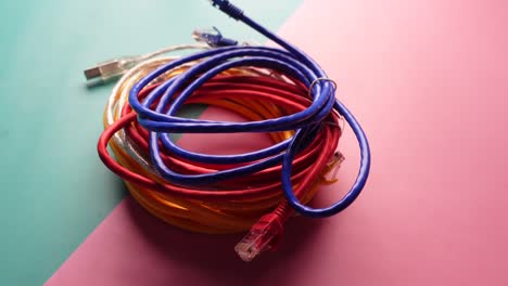 a bunch of colorful network cables