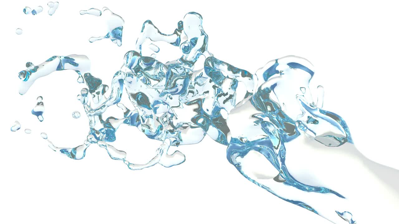 fluxo de jato de água azul em branco limpo 4k