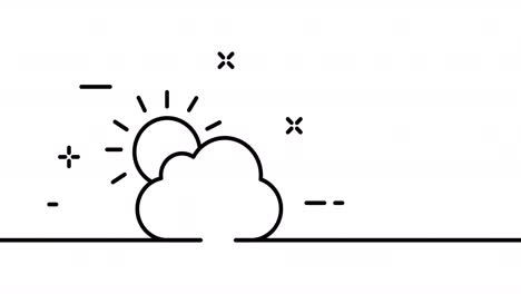 sol y nubes. naturaleza, nublado, parcialmente nublada, día, lluvia, fresco, frío. concepto del tiempo. animación de dibujo de una línea. diseño de movimiento. logotipo de tecnología animada. video 4k