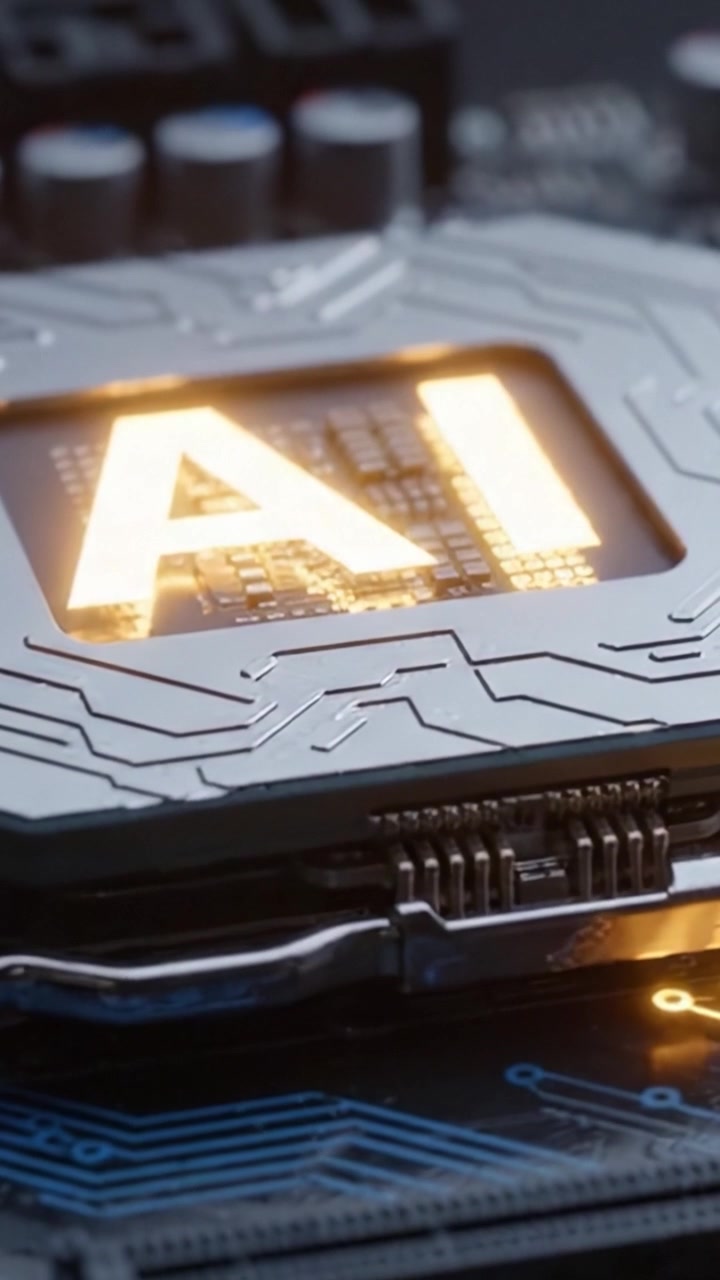 Illuminated AI Circuitry: A Close-Up Exploration of Advanced Technology Highlighting the Intricate Details of Microchip Design and Connectivity in Modern Electronics.