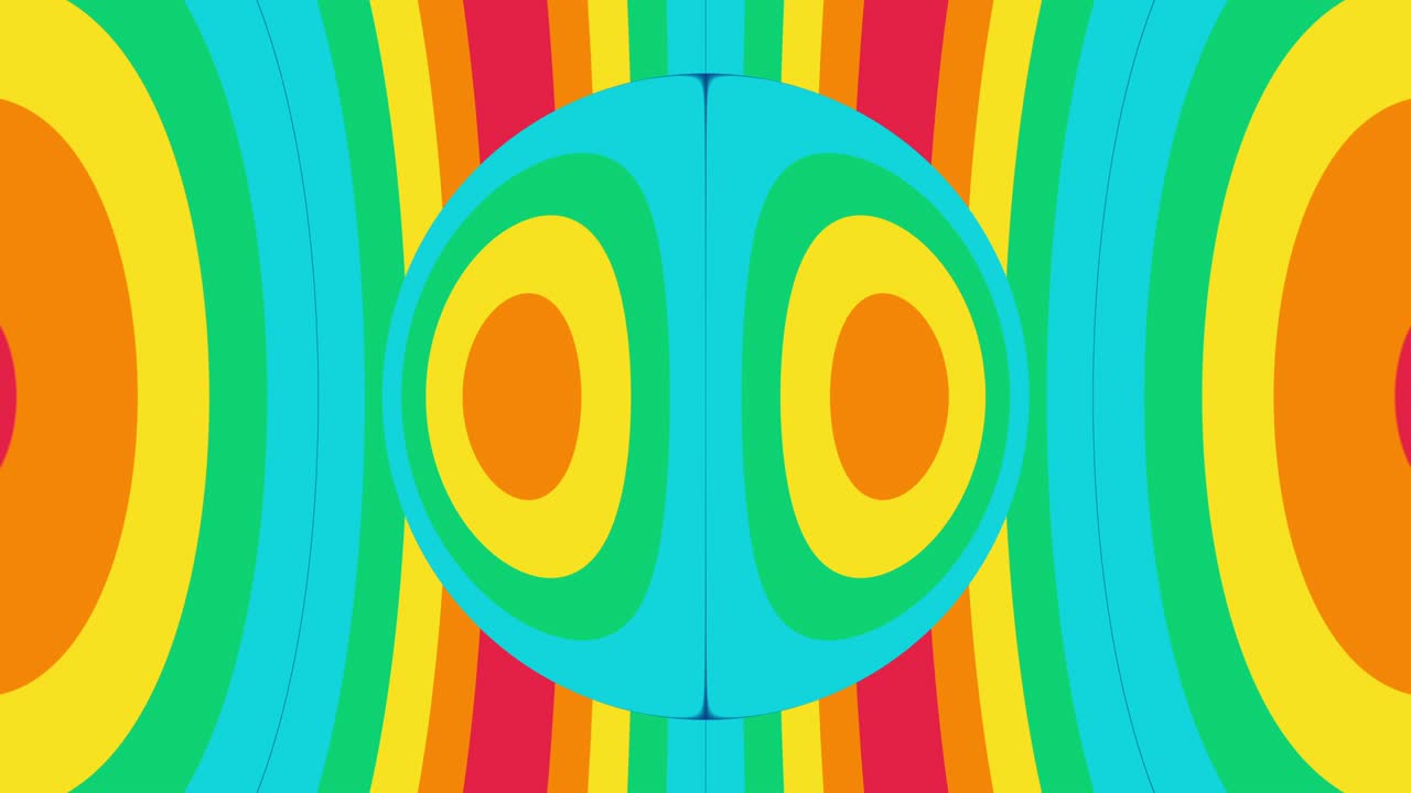 Rainbow background with distorted multicolor stripes. Seamless loop animation with rainbow lines