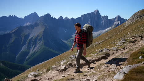 a hiker on a mountain trail