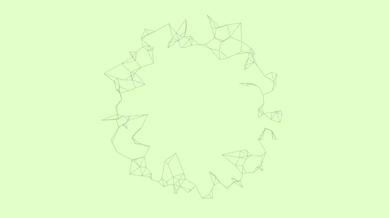 초록색 배경 위에서 움직이는 모양의 애니메이션