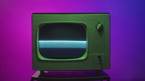 vintage television with neon lighting