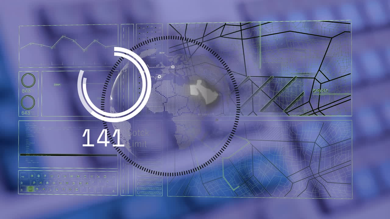 animación del procesamiento de datos a través del teclado de la computadora
