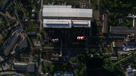 top view of industrial chimneys