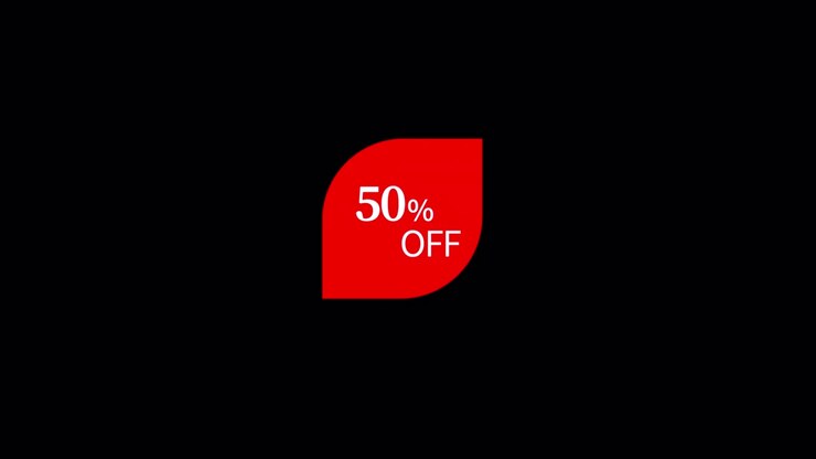 50% Off Discount Sale Graphic on Black Background
