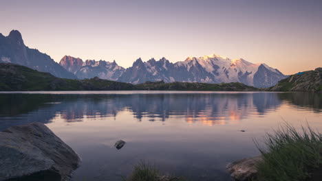 sunset seen from lake des cheserys, chamonix