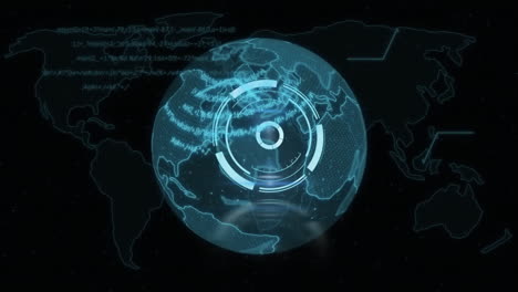 animation of data processing and scope over globe