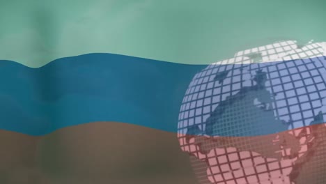 Animation-Des-Globus-über-Der-Flagge-Russlands