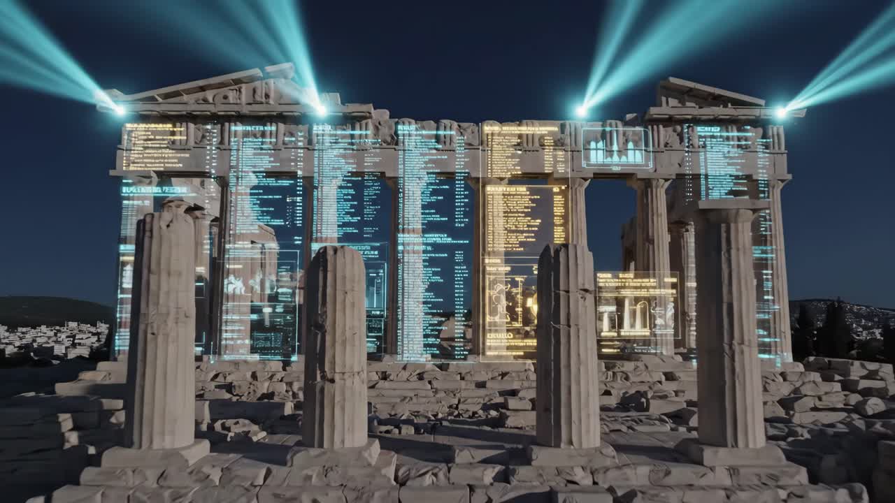 Parthenon with Digital Overlay