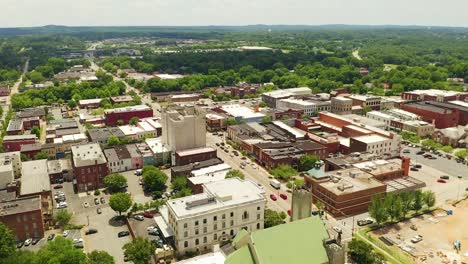 Drone-Orbit-Right-of-Small-Town-USA-Downtown-Salisbury-North-Carolina-in-the-Summer