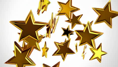 shiny golden stars floating on white background